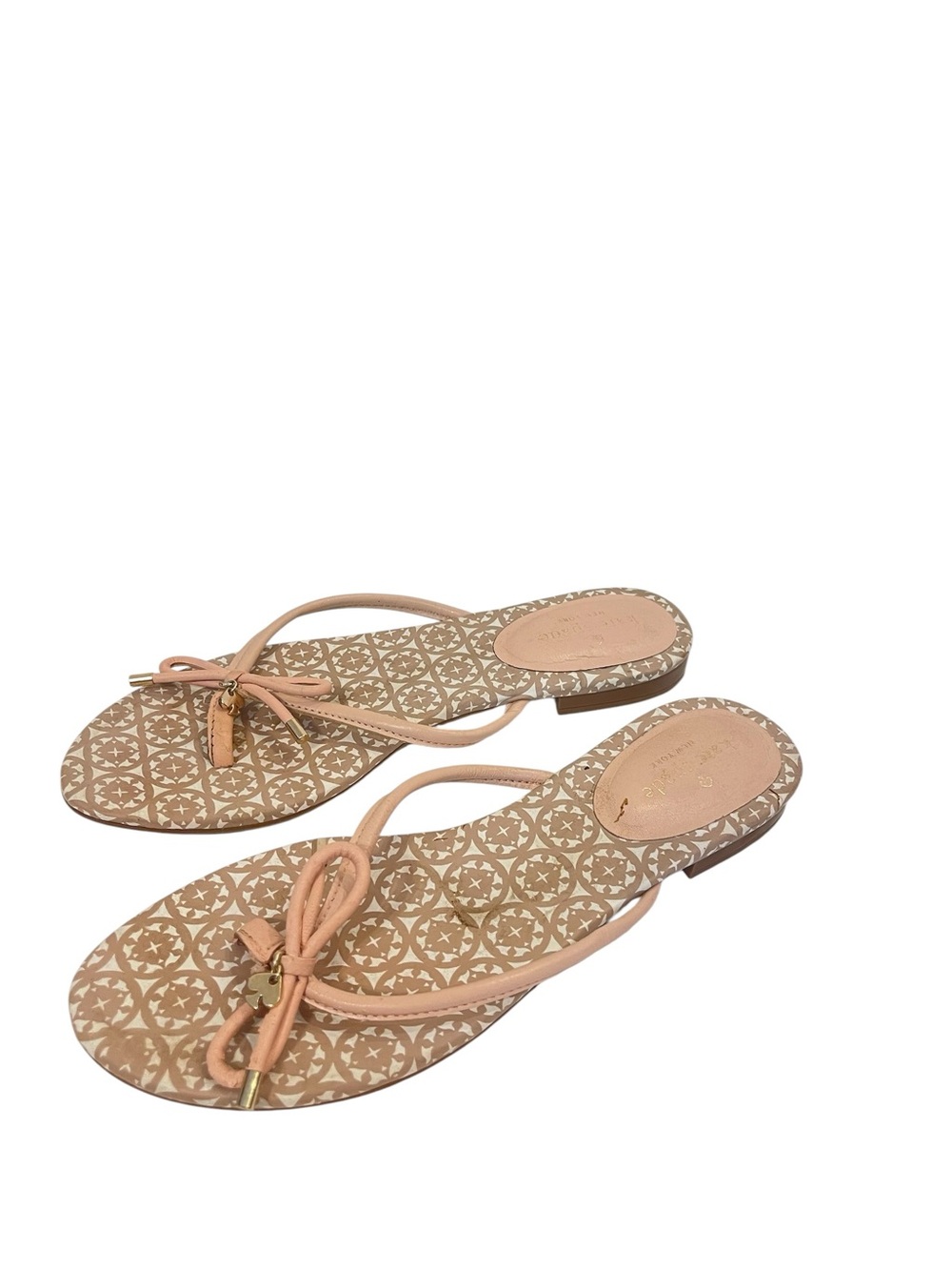Kate Spade Mystic Bow Blush Pink Leather Thong Sandals Shoes - Picture 2 of 4